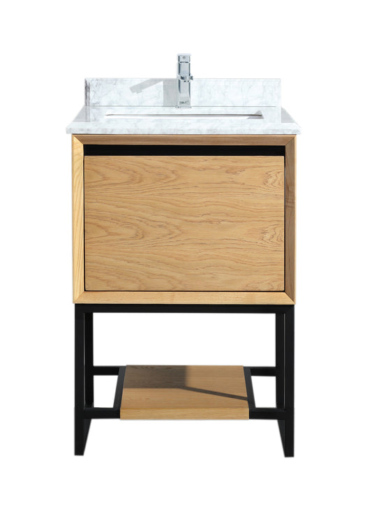 Laviva - Alto 24" California White Oak Bathroom Vanity with White Carrara Marble Countertop | 313SMR-24CO-WC
