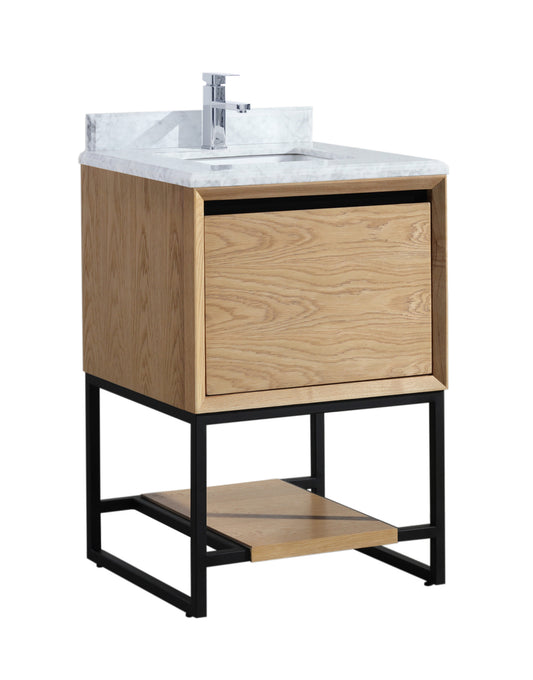 Laviva - Alto 24" California White Oak Bathroom Vanity with White Carrara Marble Countertop | 313SMR-24CO-WC