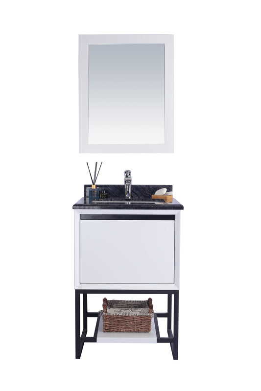 Laviva - Alto 24" White Bathroom Vanity with Black Wood Marble Countertop | 313SMR-24W-BW