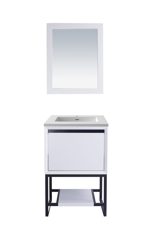 Laviva - Alto 24" White Bathroom Vanity with Matte White VIVA Stone Solid Surface Countertop | 313SMR-24W-MW