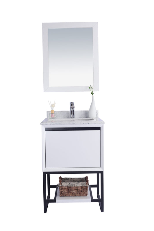 Laviva - Alto 24" White Bathroom Vanity with White Carrara Marble Countertop | 313SMR-24W-WC