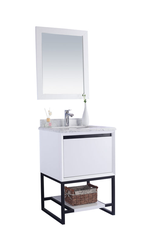 Laviva - Alto 24" White Bathroom Vanity with White Carrara Marble Countertop | 313SMR-24W-WC