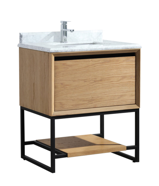 Laviva - Alto 30" California White Oak Bathroom Vanity with White Carrara Marble Countertop | 313SMR-30CO-WC