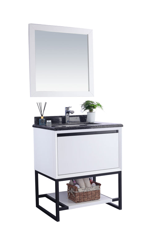 Laviva - Alto 30" White Bathroom Vanity with Black Wood Marble Countertop | 313SMR-30W-BW