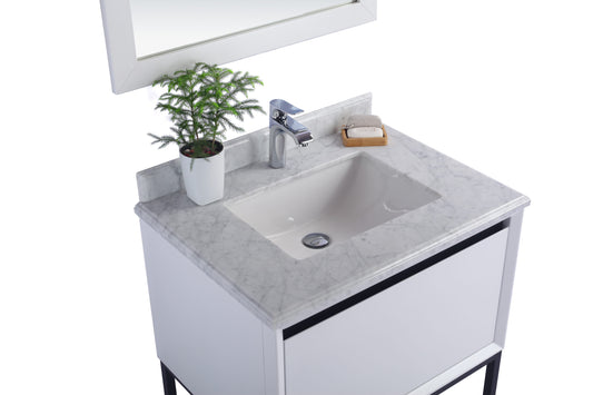 Laviva - Alto 30" White Bathroom Vanity with White Carrara Marble Countertop | 313SMR-30W-WC