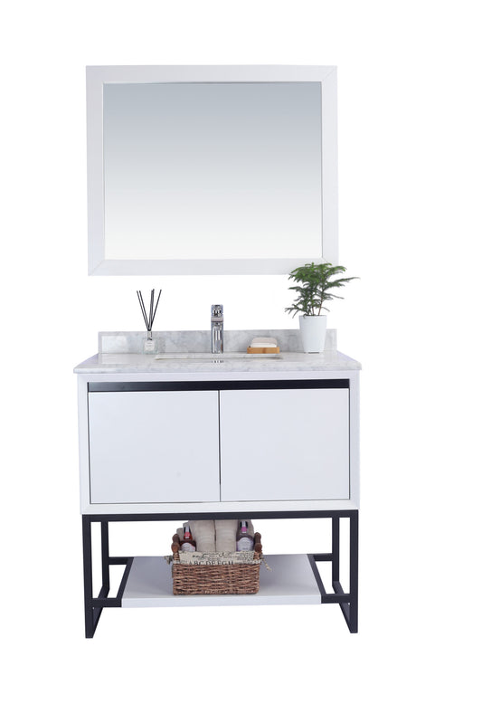Laviva - Alto 36" White Bathroom Vanity with White Carrara Marble Countertop | 313SMR-36W-WC