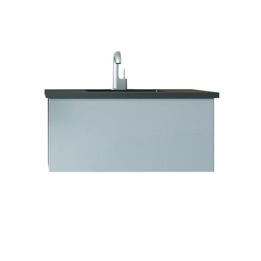 Laviva - Vitri 36" Fossil Grey Bathroom Vanity with VIVA Stone Matte Black Solid Surface Countertop | 313VTR-36FG-MB
