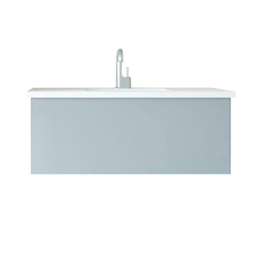 Laviva - Vitri 42" Fossil Grey Bathroom Vanity with VIVA Stone Matte White Solid Surface Countertop | 313VTR-42FG-MW