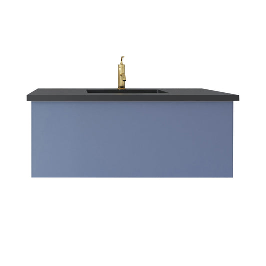 Laviva - Vitri 42" Nautical Blue Bathroom Vanity with VIVA Stone Matte Black Solid Surface Countertop | 313VTR-42NB-MB