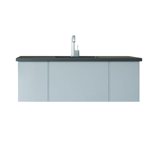 Laviva - Vitri 48" Fossil Grey Bathroom Vanity with VIVA Stone Matte Black Solid Surface Countertop | 313VTR-48FG-MB
