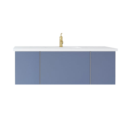 Laviva - Vitri 48" Nautical Blue Bathroom Vanity with VIVA Stone Matte White Solid Surface Countertop | 313VTR-48NB-MW