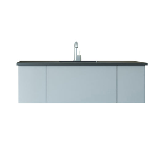 Laviva - Vitri 54" Fossil Grey Bathroom Vanity with VIVA Stone Matte Black Solid Surface Countertop | 313VTR-54FG-MB