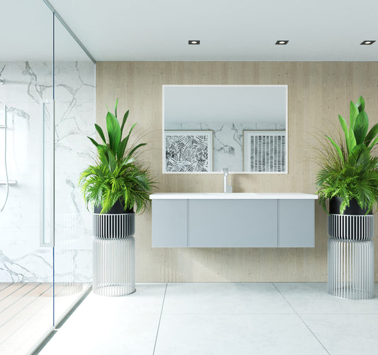 Laviva - Vitri 54" Fossil Grey Bathroom Vanity with VIVA Stone Matte White Solid Surface Countertop | 313VTR-54FG-MW
