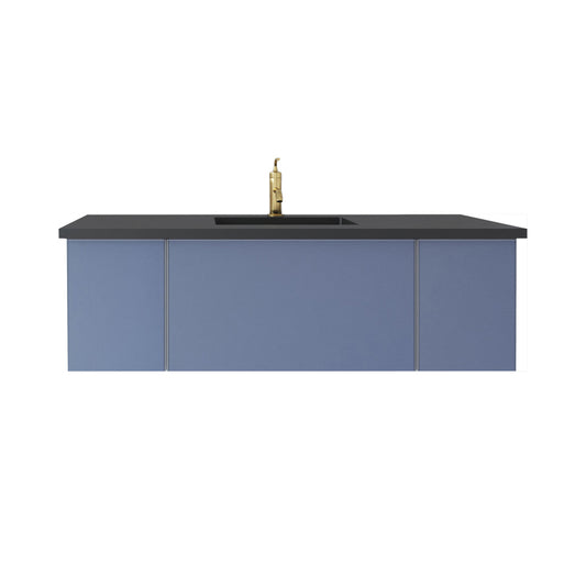 Laviva - Vitri 54" Nautical Blue Bathroom Vanity with VIVA Stone Matte Black Solid Surface Countertop | 313VTR-54NB-MB