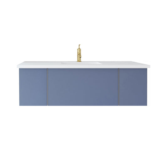 Laviva - Vitri 54" Nautical Blue Bathroom Vanity with VIVA Stone Matte White Solid Surface Countertop | 313VTR-54NB-MW
