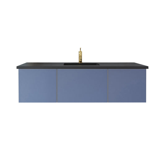 Laviva - Vitri 60" Nautical Blue Single Sink Bathroom Vanity with VIVA Stone Matte Black Solid Surface Countertop | 313VTR-60CNB-MB