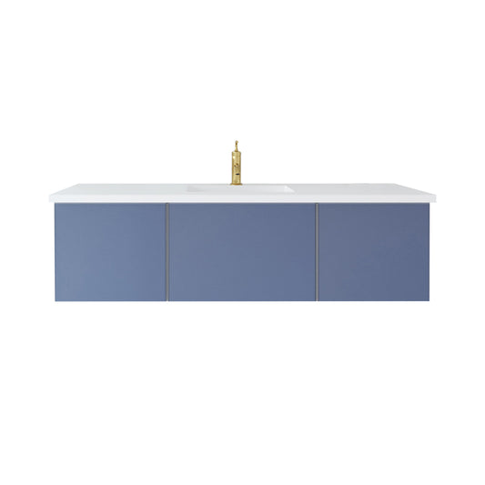 Laviva - Vitri 60" Nautical Blue Single Sink Bathroom Vanity with VIVA Stone Matte White Solid Surface Countertop | 313VTR-60CNB-MW