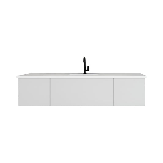 Laviva - Vitri 72" Cloud White Single Sink Bathroom Vanity with VIVA Stone Matte White Solid Surface Countertop | 313VTR-72CCW-MW