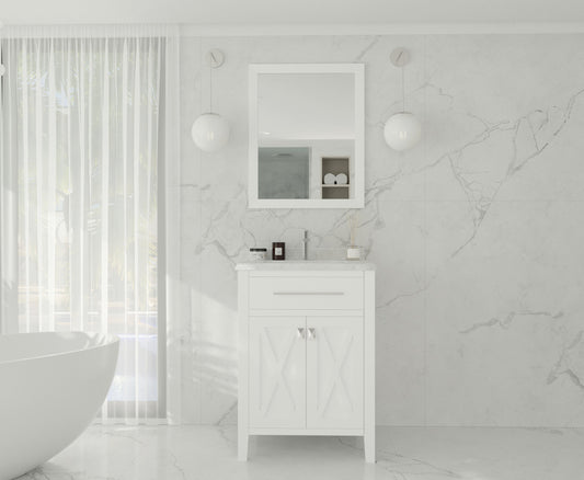 Laviva - Wimbledon 24" White Bathroom Vanity with White Carrara Marble Countertop | 313YG319-24W-WC