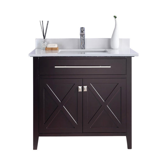 Laviva - Wimbledon 36" Brown Bathroom Vanity with White Quartz Countertop | 313YG319-36B-WQ