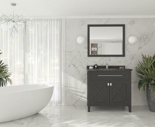 Laviva - Wimbledon 36" Espresso Bathroom Vanity with Black Wood Marble Countertop | 313YG319-36E-BW