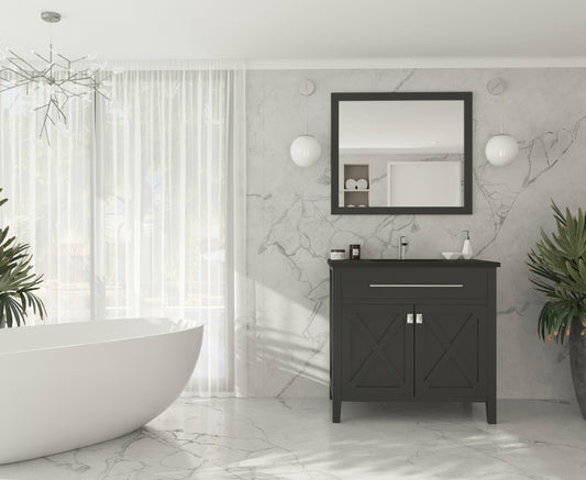 Laviva - Wimbledon 36" Espresso Bathroom Vanity with Matte Black VIVA Stone Solid Surface Countertop | 313YG319-36E-MB