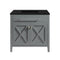 Laviva - Wimbledon 36" Grey Bathroom Vanity with Matte Black VIVA Stone Solid Surface Countertop | 313YG319-36G-MB