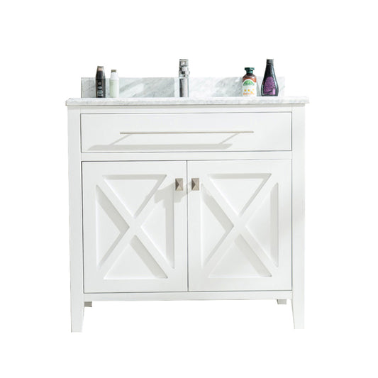 Laviva - Wimbledon 36" White Bathroom Vanity with White Carrara Marble Countertop | 313YG319-36W-WC