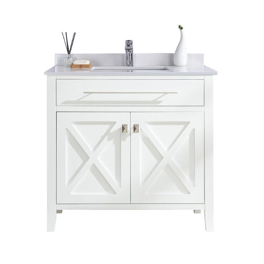 Laviva - Wimbledon 36" White Bathroom Vanity with White Quartz Countertop | 313YG319-36W-WQ