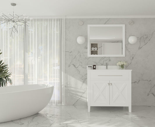 Laviva - Wimbledon 36" White Bathroom Vanity with White Quartz Countertop | 313YG319-36W-WQ