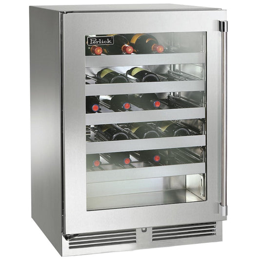 Perlick - 24" Signature Series Marine Grade Wine Reserve with stainless steel glass door, with lock - HP24WM