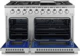 Cosmo - Commercial-Style 48 in. 5.5 cu. ft. Double Oven Gas Range with 8 Italian Burners and Heavy Duty Cast Iron Grates in Stainless Steel | COS-GRP486G Cosmo - Commercial-Style 48 in. 5.5 cu. ft. Double Oven Gas Range with 8 Italian Burners and Heavy Duty Cast Iron Grates in Stainless Steel | COS-GRP486G