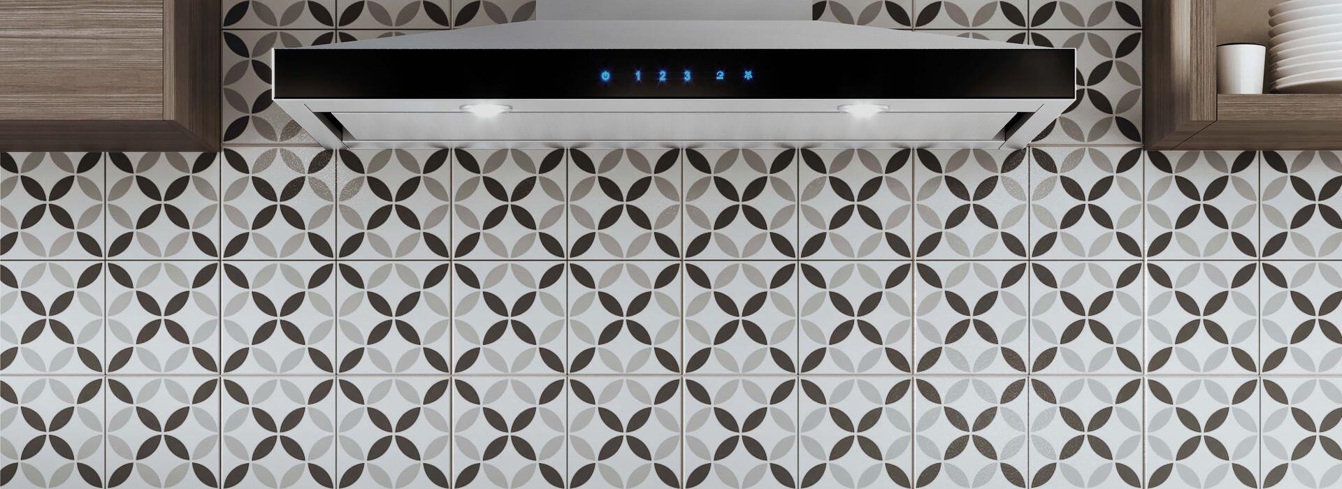 Elica - LUGANO - Techne - 36" W x 19 11/16" D x 5" H, Stainless & Black Glass - Wall Mount Hoods | ELG636S3 Elica - LUGANO - Techne - 36" W x 19 11/16" D x 5" H, Stainless & Black Glass - Wall Mount Hoods | ELG636S3
