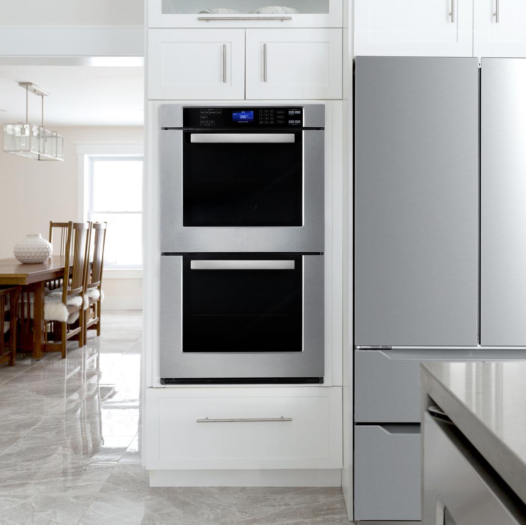 Cosmo - COS-30EDWC 30 in. Electric Double Wall Oven with 5 cu. ft. Capacity, Turbo True European Convection, 7 Cooking Modes, Self-Cleaning in Stainless Steel | COS-30EDWC Cosmo - COS-30EDWC 30 in. Electric Double Wall Oven with 5 cu. ft. Capacity, Turbo True European Convection, 7 Cooking Modes, Self-Cleaning in Stainless Steel | COS-30EDWC