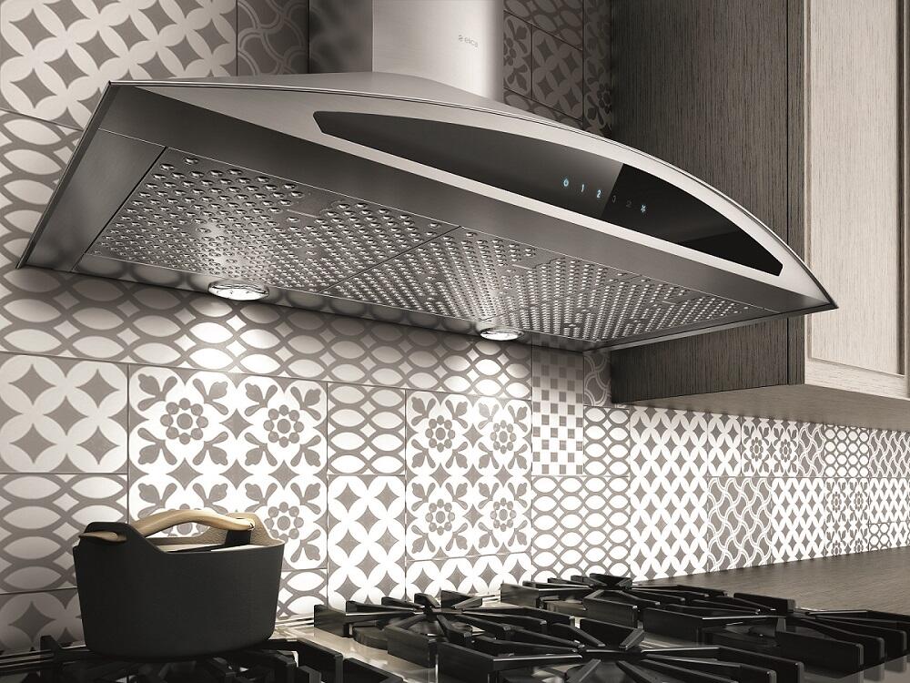 Elica - FOGLIA - Techne - 36" W x 20" D x 10" H, Stainless & Black Glass - Wall Mount Hoods | EFG636S1 Elica - FOGLIA - Techne - 36" W x 20" D x 10" H, Stainless & Black Glass - Wall Mount Hoods | EFG636S1