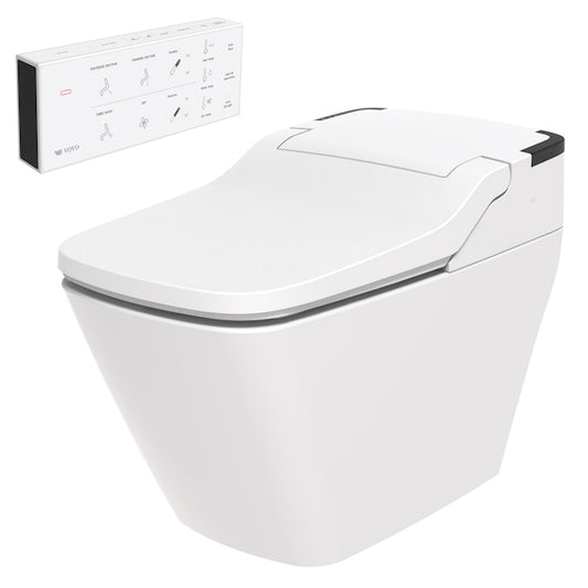 VOVO STYLEMENT One Piece Bidet Toilet UV-A LED White Dual Flush Square Standard Height Smart Toilet 12-in Rough-In Size with Bidet