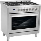 Cosmo - 36 in. 3.8 cu. ft. Single Oven Gas Range with 5 Burner Cooktop and Heavy Duty Cast Iron Grates in Stainless Steel | COS-965AGFC Cosmo - 36 in. 3.8 cu. ft. Single Oven Gas Range with 5 Burner Cooktop and Heavy Duty Cast Iron Grates in Stainless Steel | COS-965AGFC