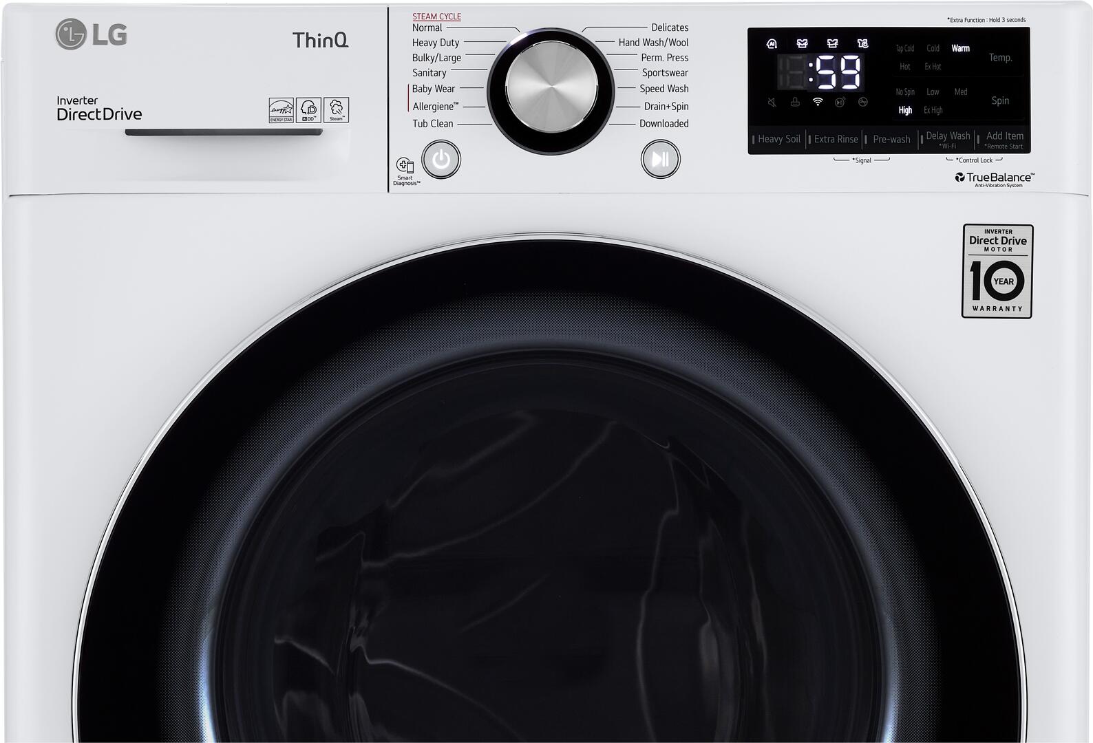 LG - 2.4 cu.ft. Smart wi-fi Enabled Compact Front Load Washer and LG - 7.4 Cu. Ft. Ultra Large Capacity White Smart Electric Vented Dryer LG - 2.4 cu.ft. Smart wi-fi Enabled Compact Front Load Washer and LG - 7.4 Cu. Ft. Ultra Large Capacity White Smart Electric Vented Dryer