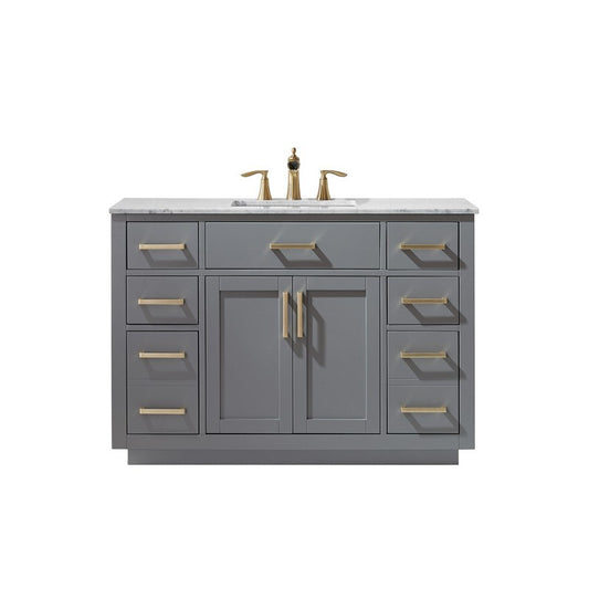 Altair - Ivy 48" Single Bathroom Vanity Set in Gray/Royal Blue/White and Carrara White Marble Countertop without Mirror | 531048-XX-CA-NM
