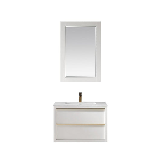 Altair - Morgan 30" Single Bathroom Vanity Set in White and Composite Carrara White Stone Countertop with Mirror | 534030-WH-AW