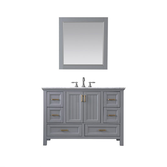 Altair - Isla 48" Single Bathroom Vanity Set in Gray/Classic Blue/White and Carrara White Marble Countertop with Mirror | 538048-XX-CA