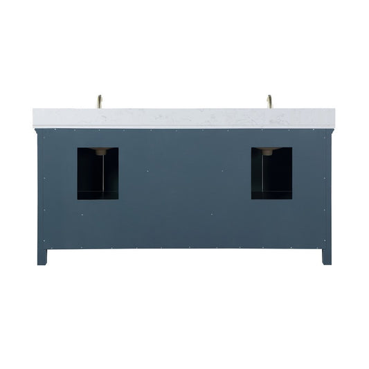 Altair - Isla 72" Double Bathroom Vanity Set in Classic Blue/Gray and Composite Carrara White Stone Countertop without Mirror | 538072-XX-AW-NM