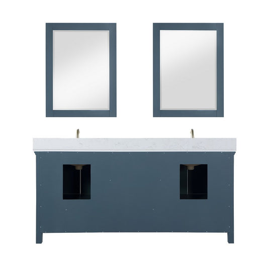 Altair - Isla 72" Double Bathroom Vanity Set in Classic Blue/Gray and Composite Carrara White Stone Countertop with Mirror | 538072-XX-AW