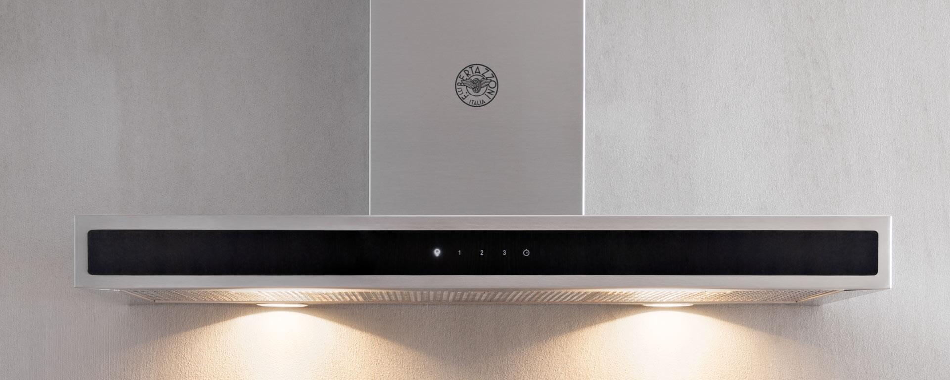 Bertazzoni | 36" Wallmount hood - Glass front - 1 motor - 600 CFM | KG36X Bertazzoni | 36" Wallmount hood - Glass front - 1 motor - 600 CFM | KG36X