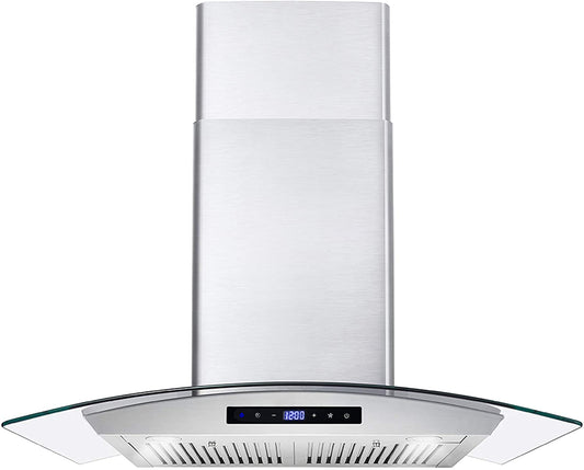 Cosmo - 30 in. Ductless Wall Mount Range Hood in Stainless Steel with Soft Touch Controls, LED Lighting and Carbon Filter Kit for Recirculating | COS-668WRCS75-DL