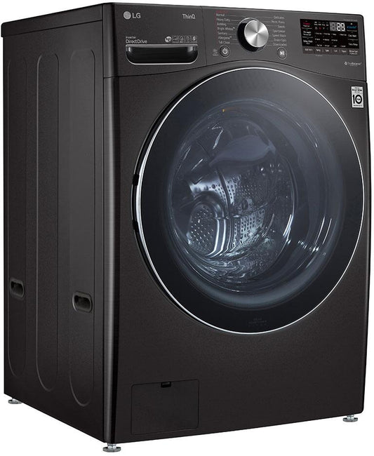 LG - 27 in. 5.0 cu. ft. Mega Capacity Black Steel Smart Front Load Washer with TurboWash360, Steam & Wi-Fi Connectivity | WM4200HBA
