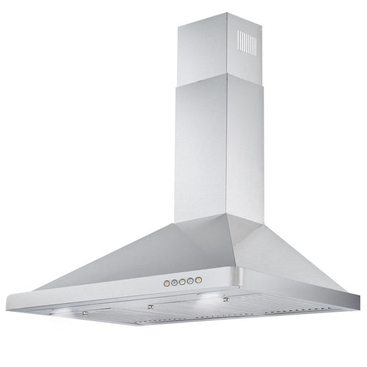 Cosmo - 36 in. Ductless Wall Mount Range Hood in Stainless Steel with LED Lighting and Carbon Filter Kit for Recirculating | COS-63190-DL