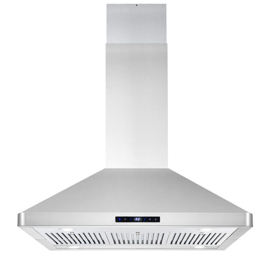 Cosmo - 36 in. Ductless Island Range Hood with Soft Touch Controls, LED Lights, and Permanent Filters in Stainless Steel | COS-63ISS90-DL