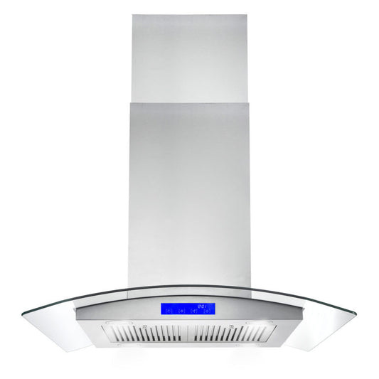 Cosmo - 30 in. Ducted Island Range Hood in Stainless Steel with LED Lighting and Permanent Filters | COS-668ICS750