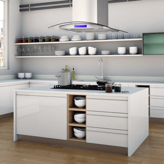 Cosmo - 30 in. Ductless Island Range Hood with Soft Touch Controls, LED Lights and Permanent Filters in Stainless Steel | COS-63ISS75-DL